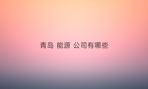 青岛 能源 公司有哪些